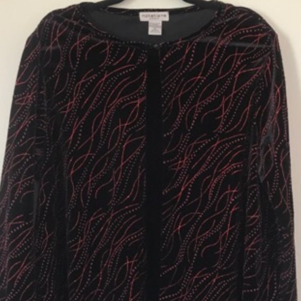 Velour sparkling holiday top red/black
